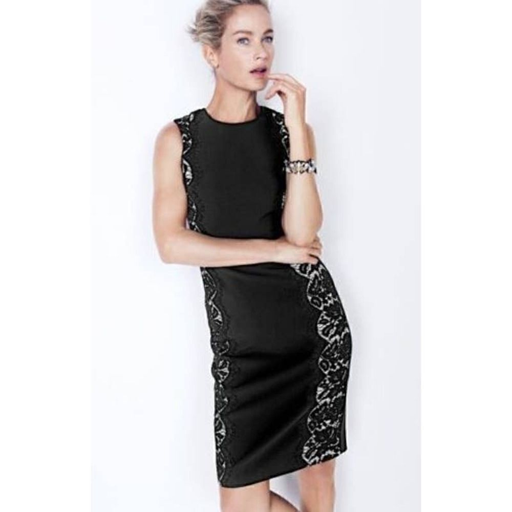 J. Crew Black Lace Panel Sheath Dress NWT Sz. 2